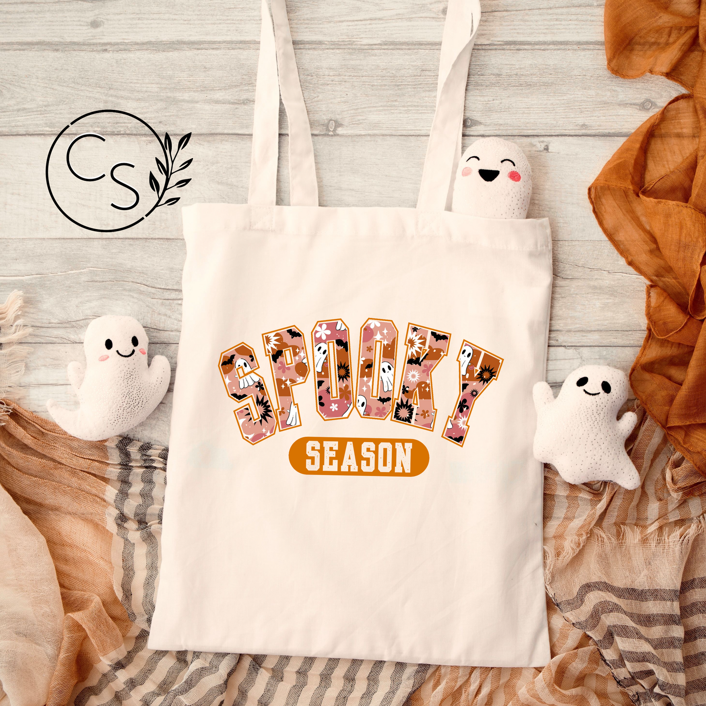 Retro SPOOKY Tote Bag - Natural