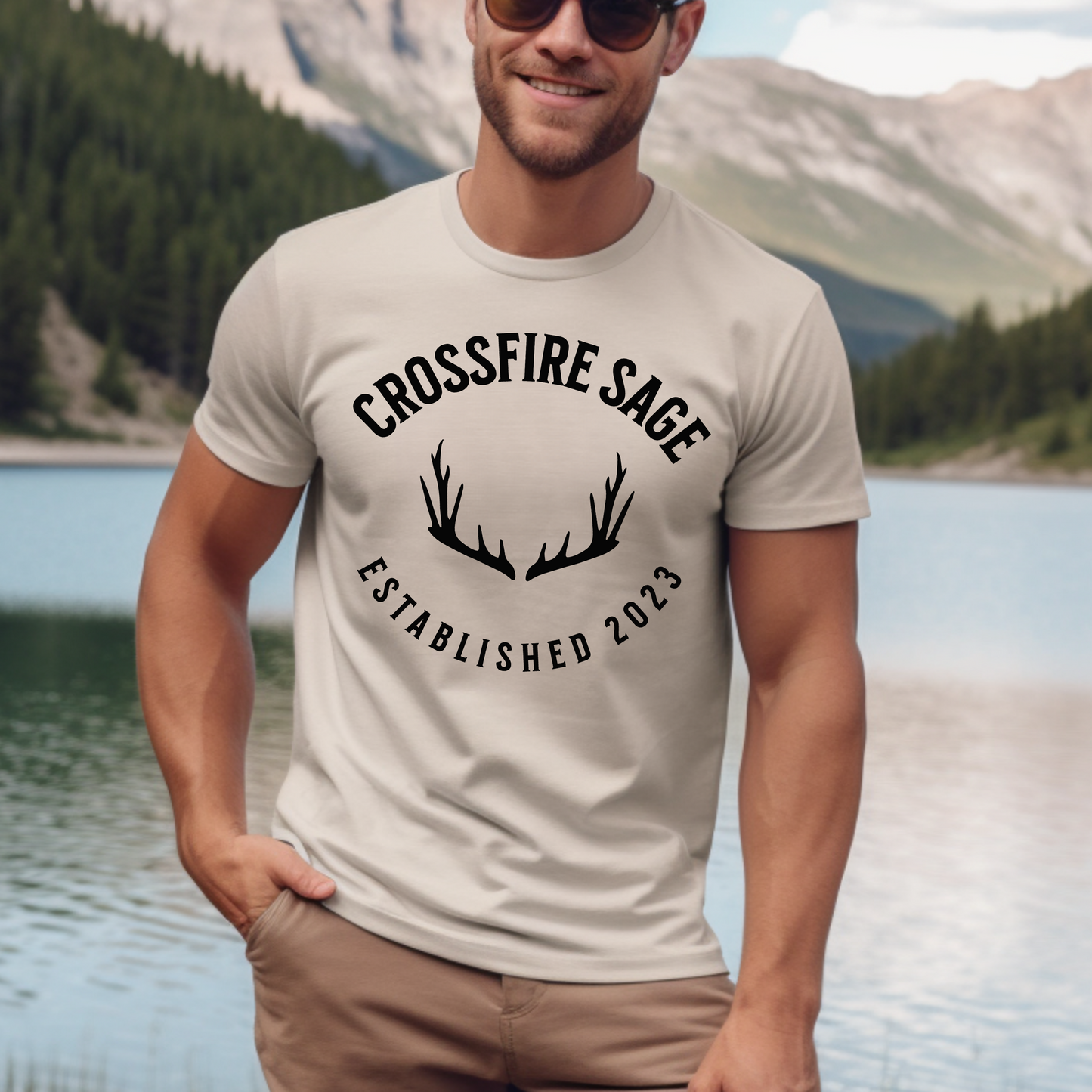 Crossfire Sage Antler Logo Tee (3 color options)