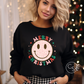 Merry Christmas Pink Smiley Crew (3 color options)