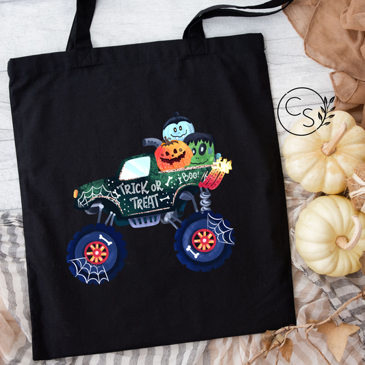 Monster Truck Tote Bag - Black