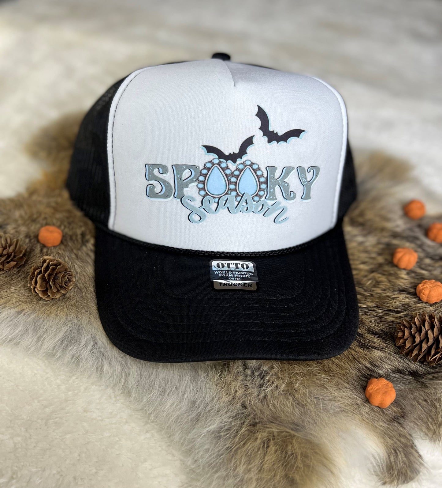 Turquoise Spooky Season Trucker Hat