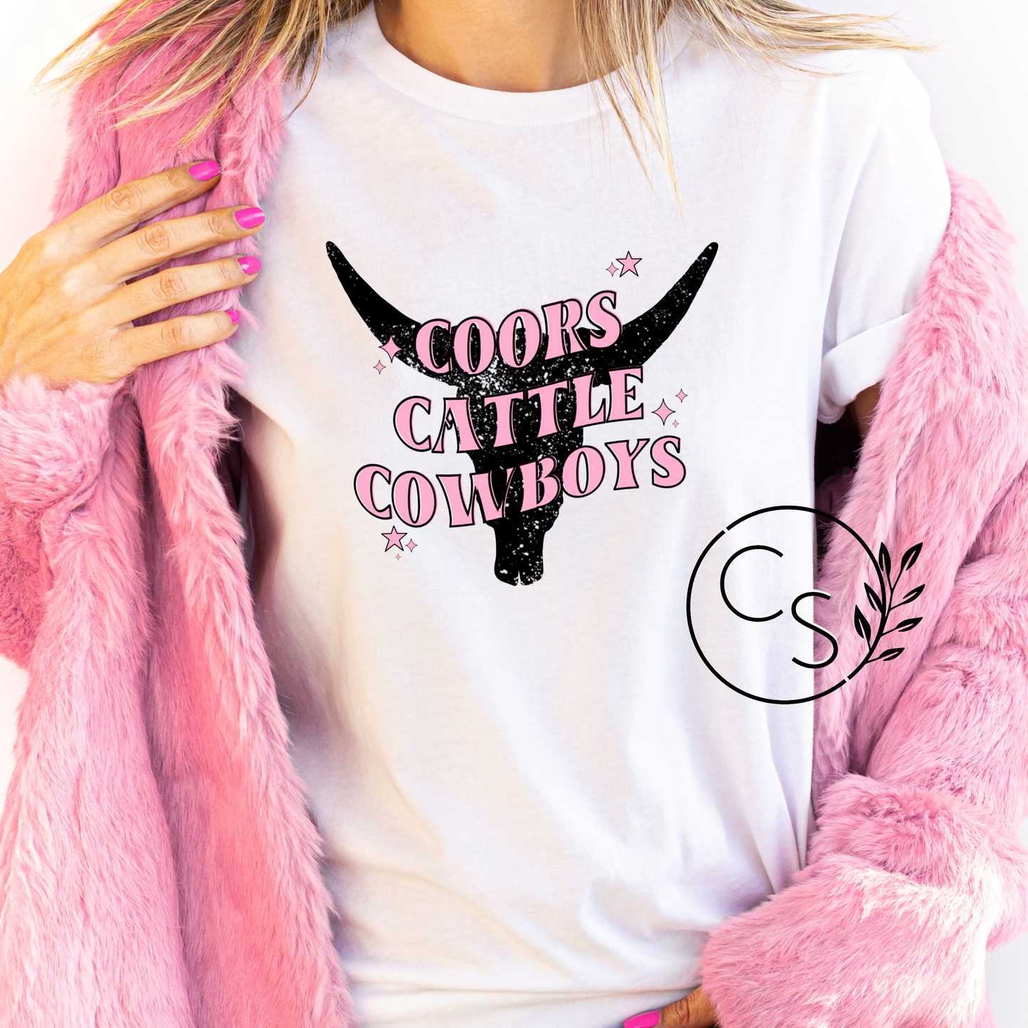 Coors Cattle Cowboys Tee (pink graphic)