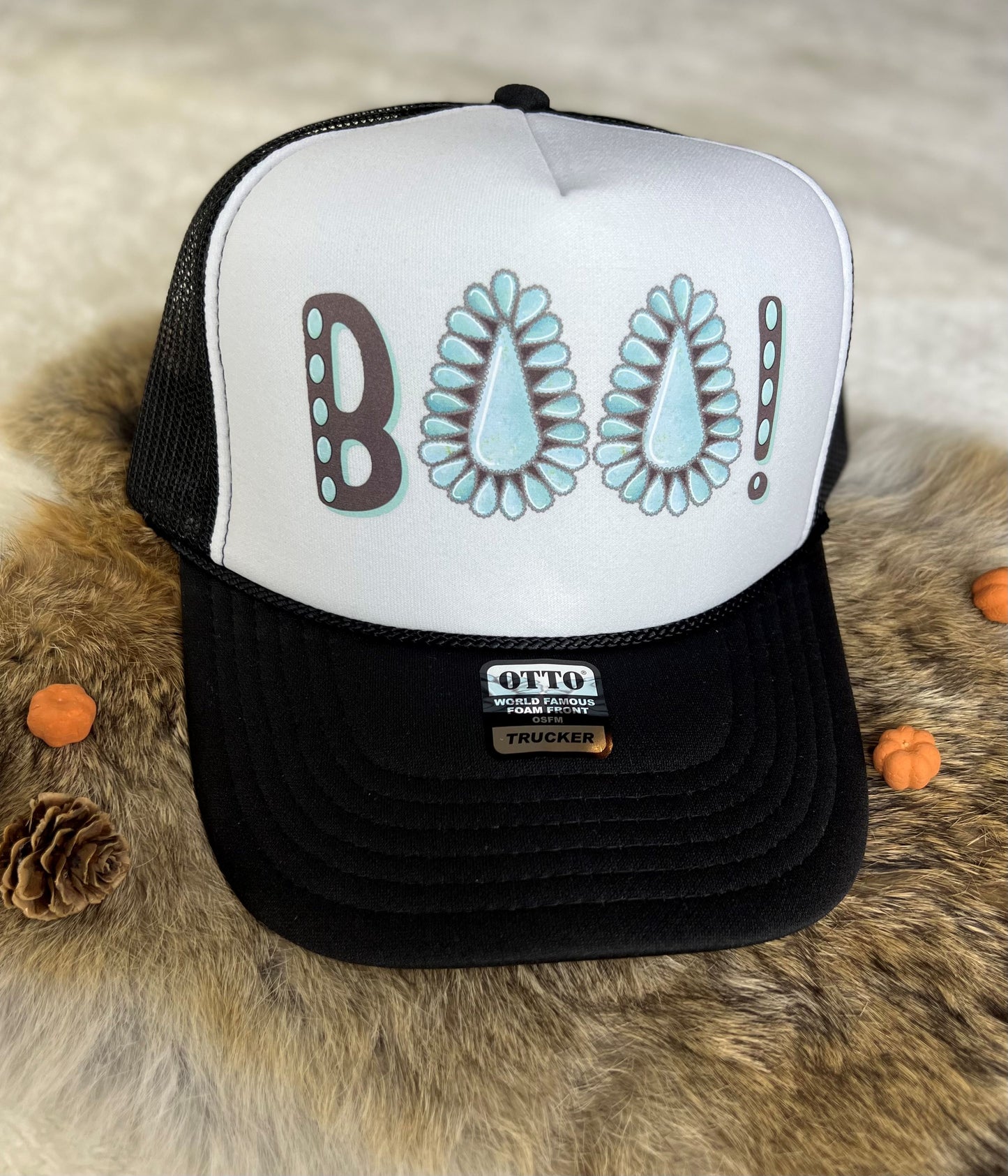 Turquoise BOO Trucker Hat