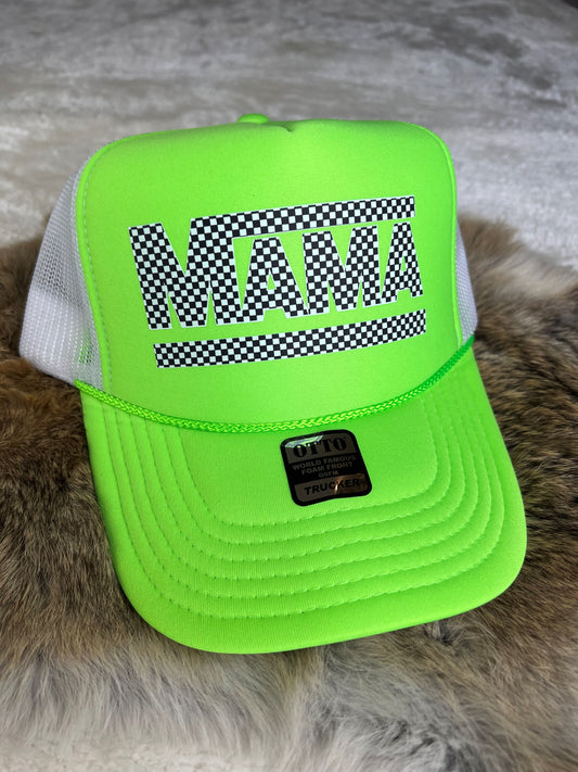 Checkered MAMA Trucker Hat