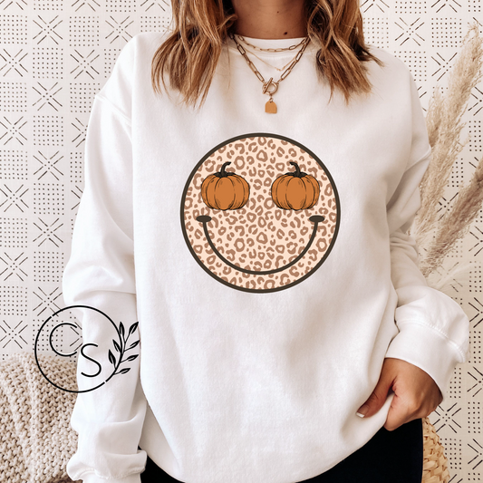 Cheetah Pumpkin Eyed Smiley Crew (3 color options)