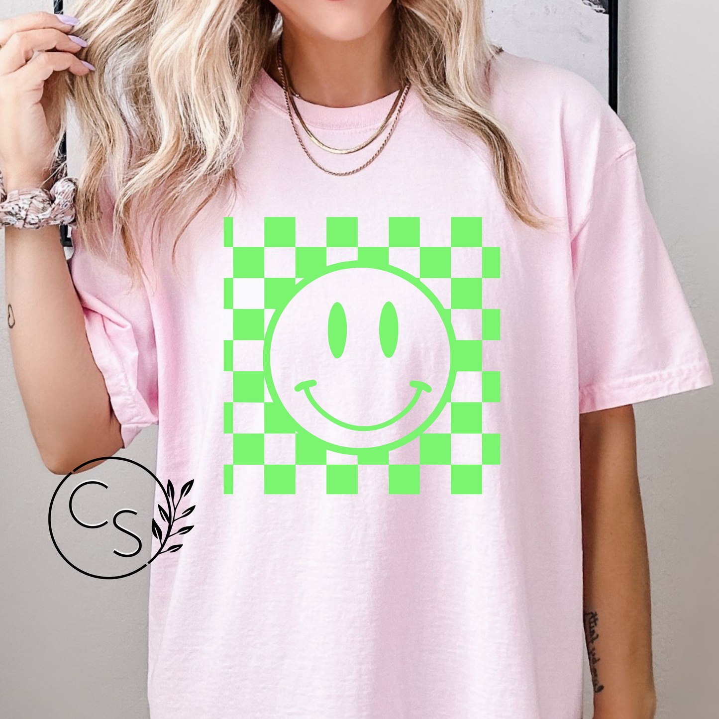 Lime Green Smiley Tee