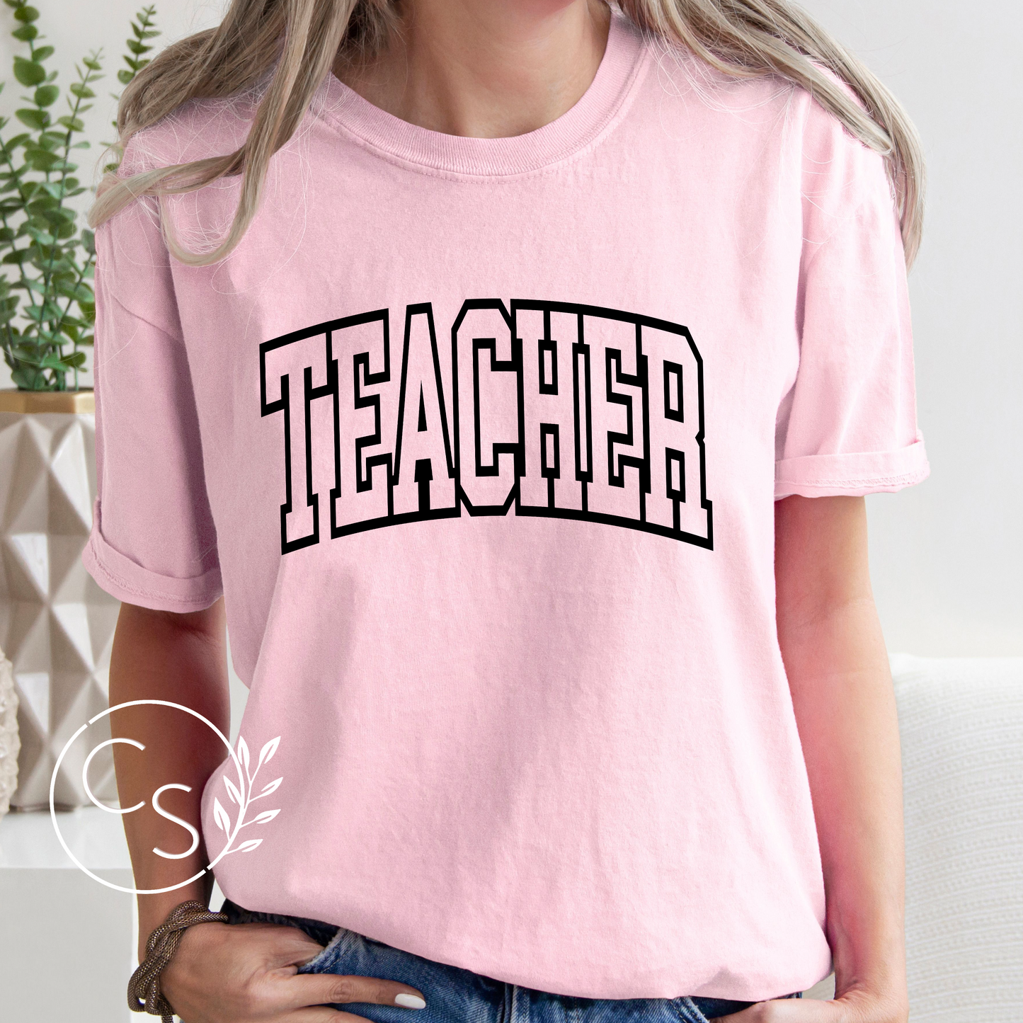 TEACHER Tee (black graphic on 3 shirt color options)