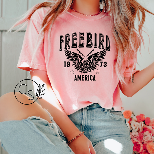 Freebird Tee (black graphic with 3 shirt color options)