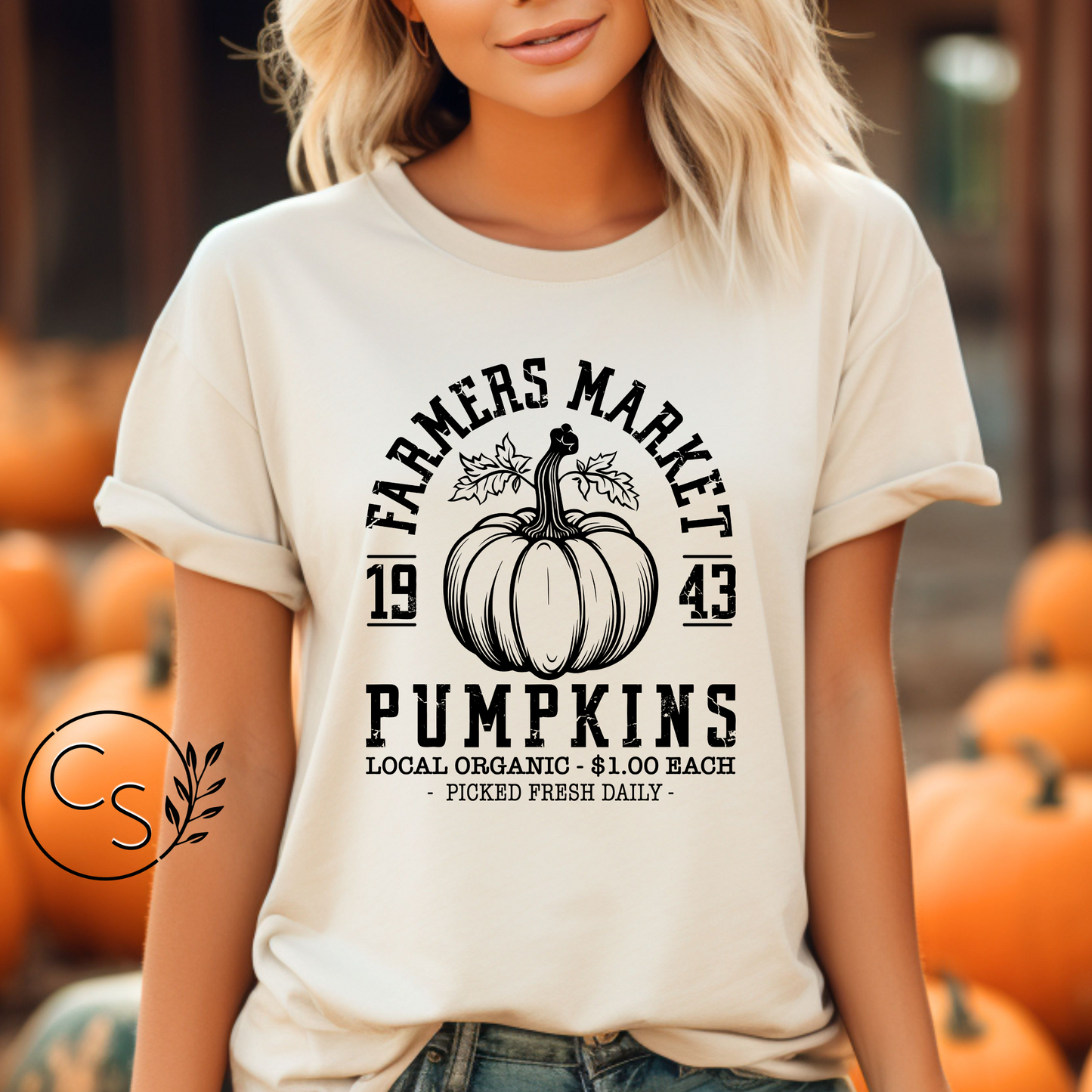 Farmers Market Pumpkins Tee (black graphic)