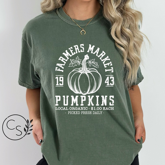 Farmers Market Pumpkins Tee (white graphic and 2 tee color options)