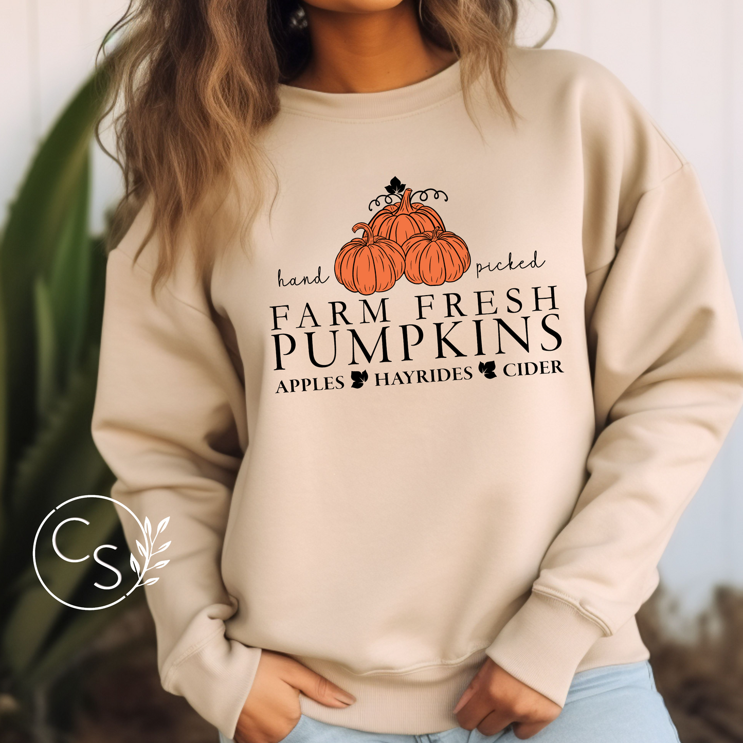 Farm Fresh Pumpkins with Orange Pumpkins Crew (3 color options)