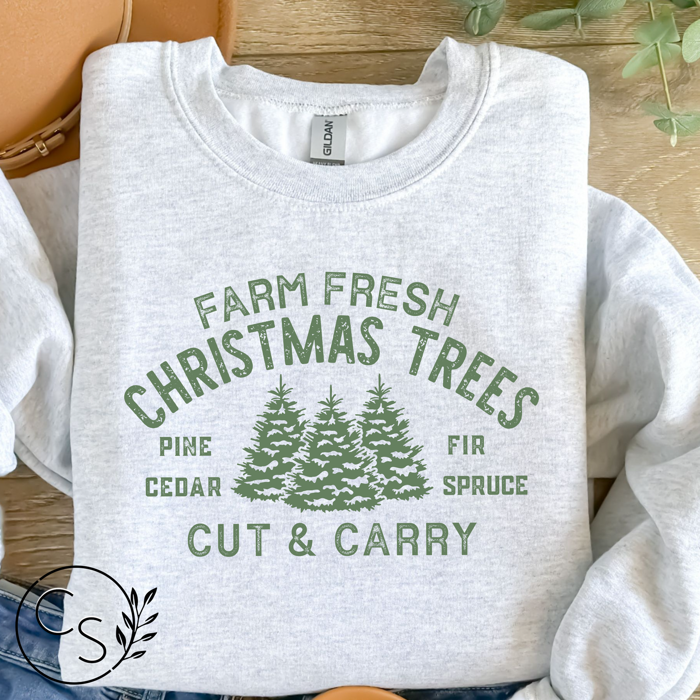 Green Farm Fresh Trees Crew (4 color options)