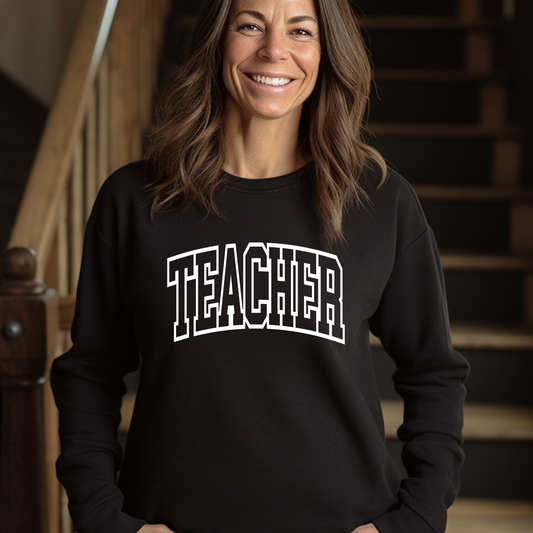 TEACHER Crew (white graphic on 2 shirt color options)