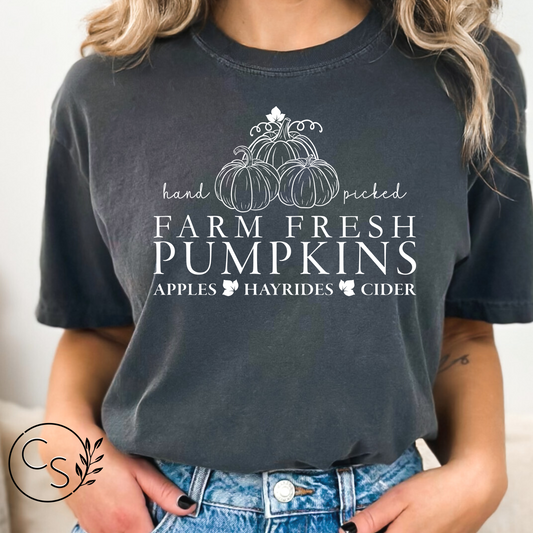 Farm Fresh Pumpkins Tee (white graphic and 2 tee color options)