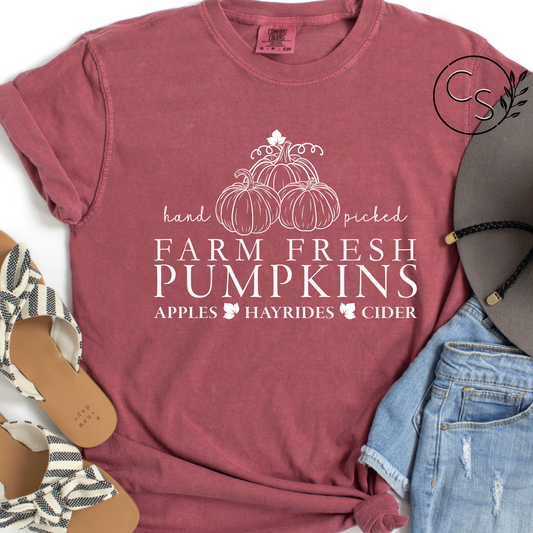 Farm Fresh Pumpkins Tee (white graphic and 2 tee color options)