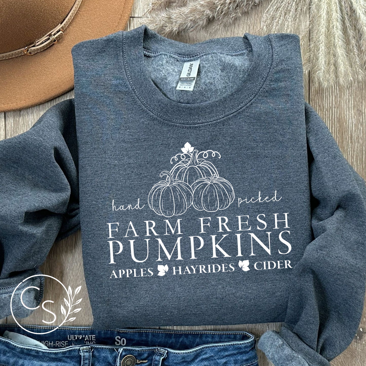 Farm Fresh Pumpkins Crew (white graphic and 2 sweatshirt color options)