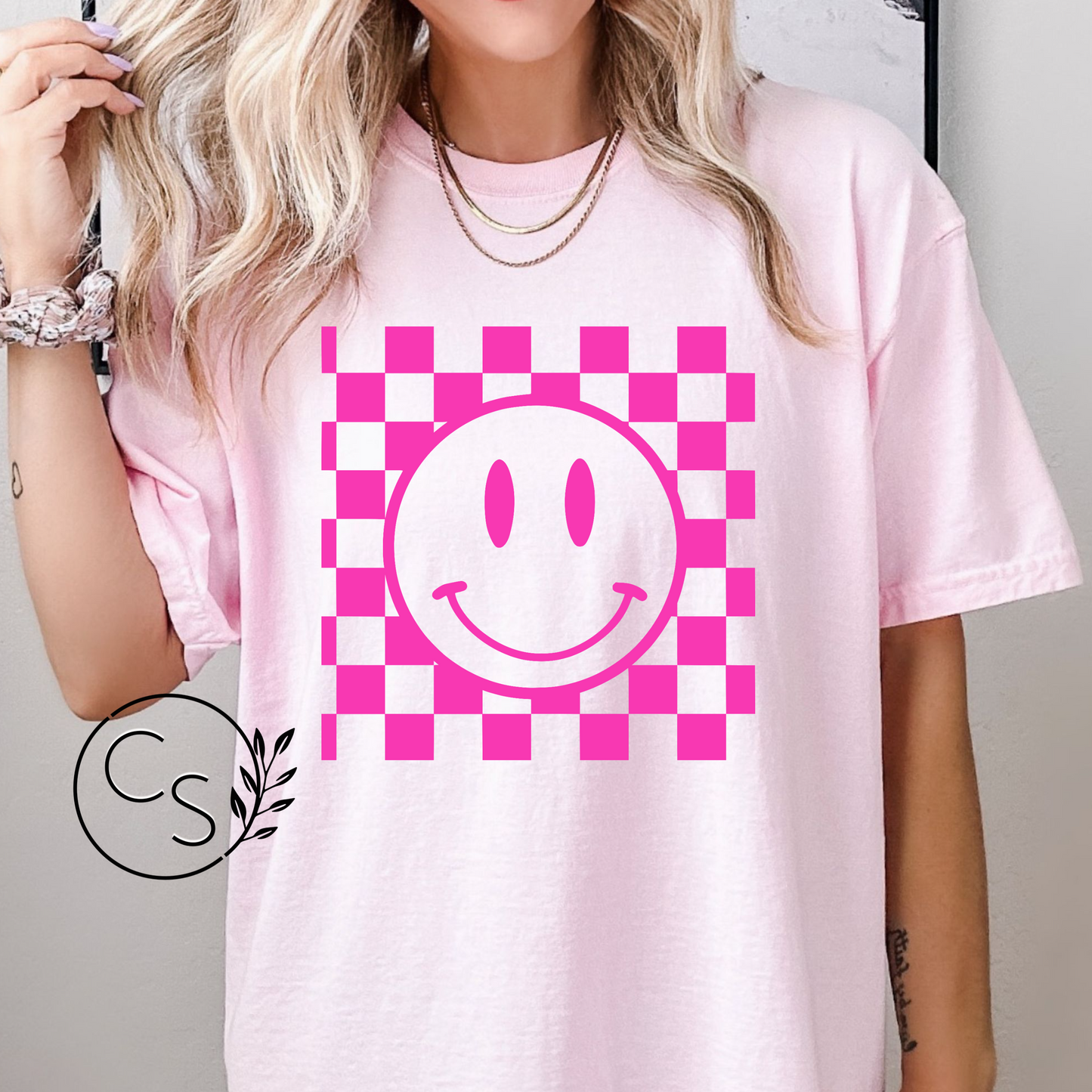 Hot Pink Smiley Tee (3 color options)