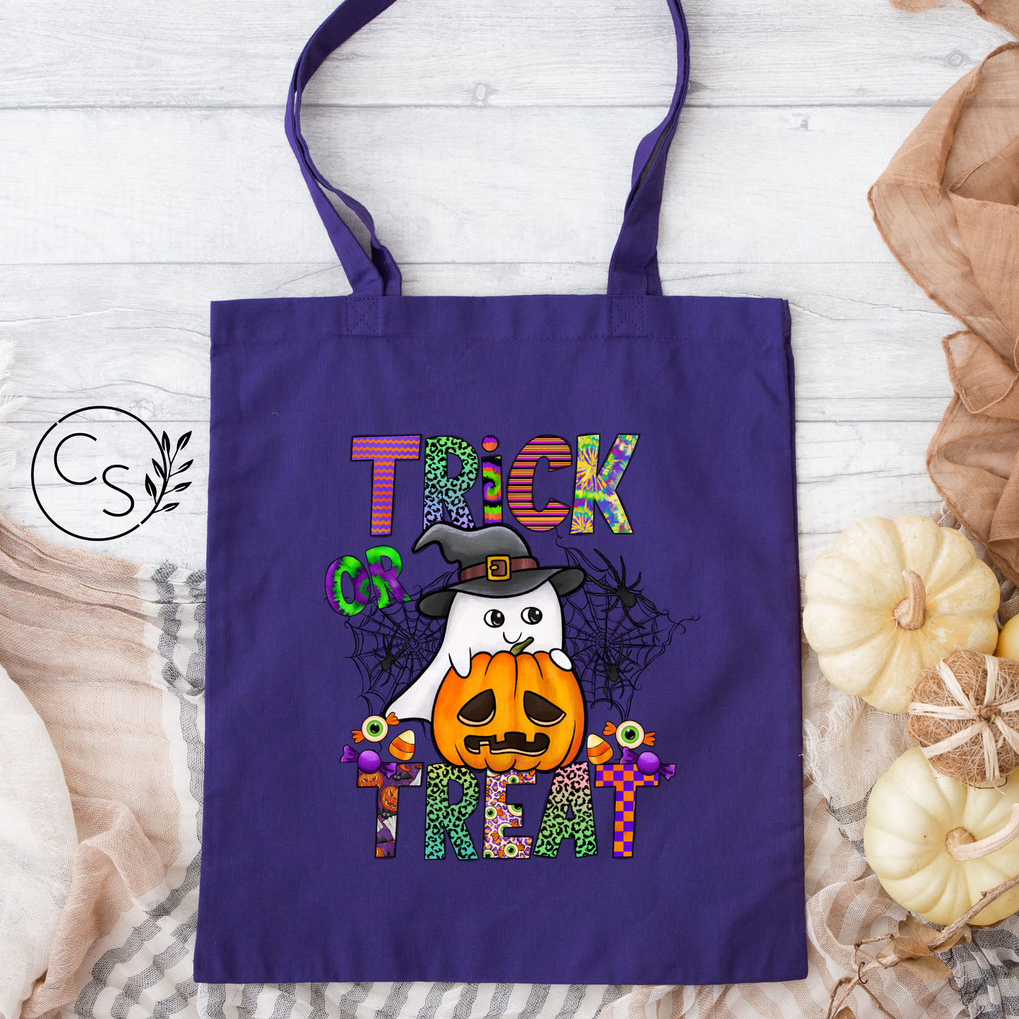 Trick or Treat Tote Bag- Purple