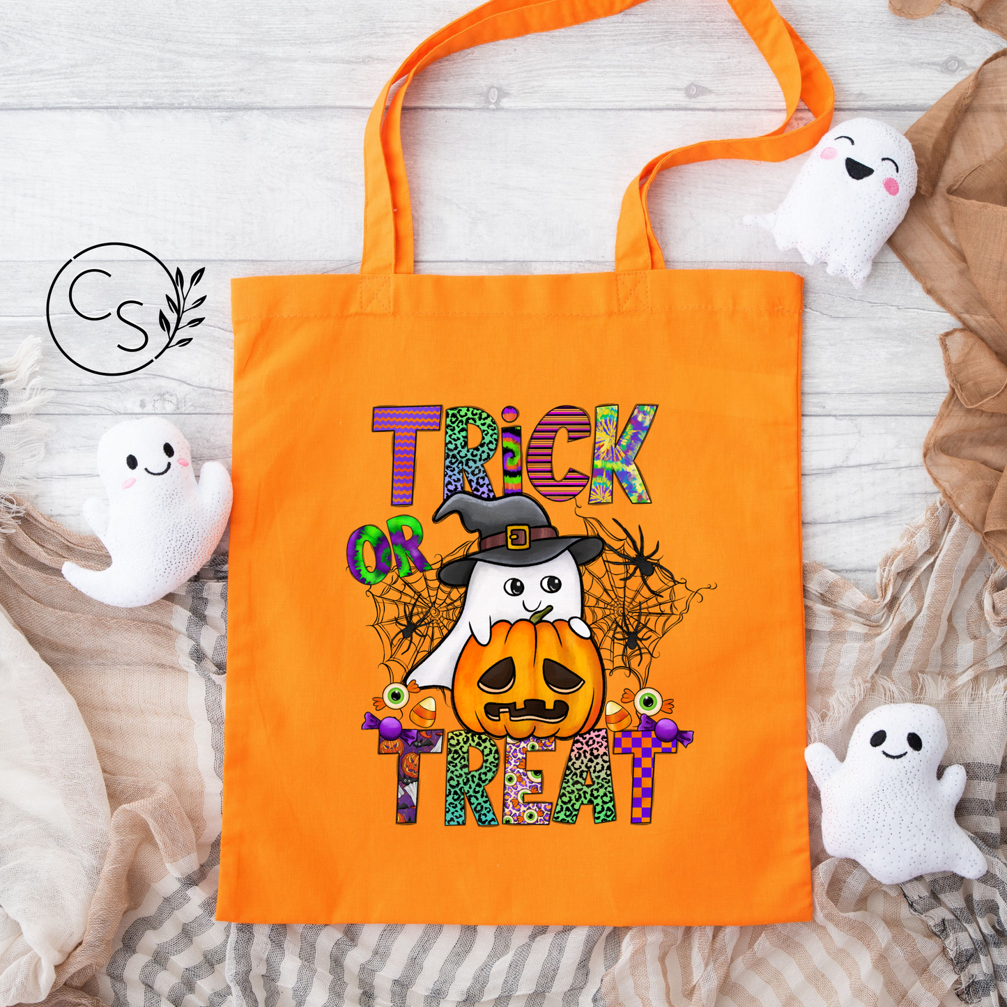 Trick or Treat Tote Bag- Orange