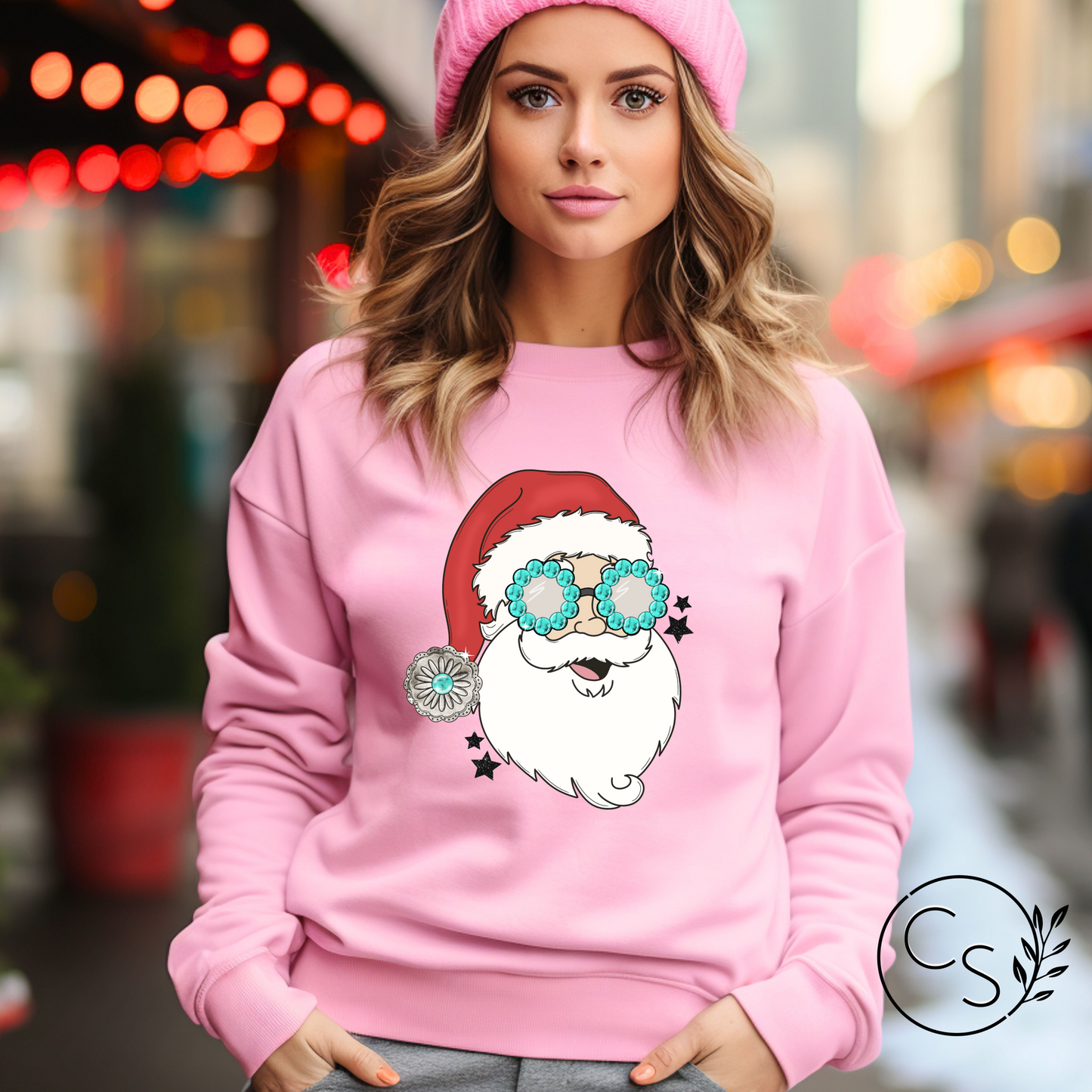 Santa Loves Turquoise Too Crew (3 color options)