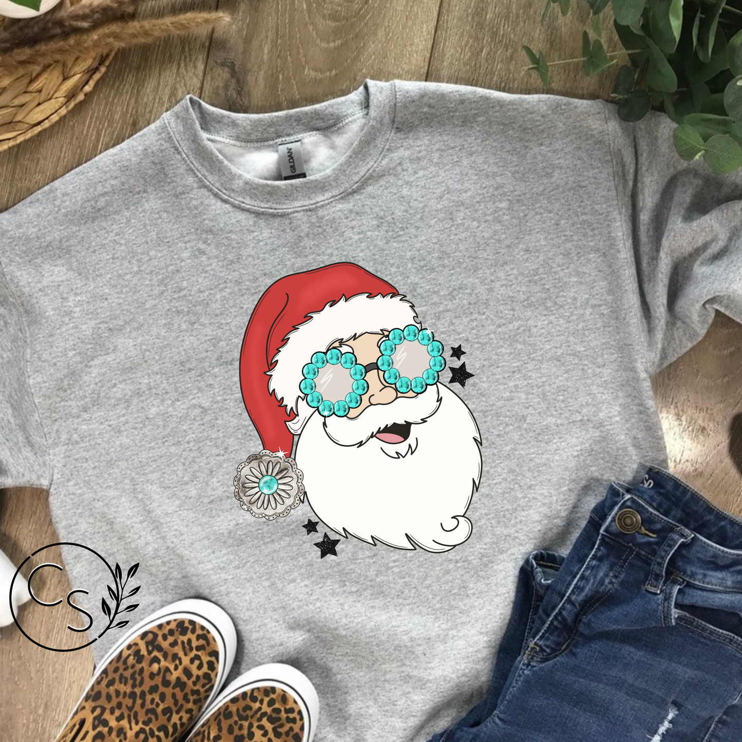 Santa Loves Turquoise Too Crew (3 color options)