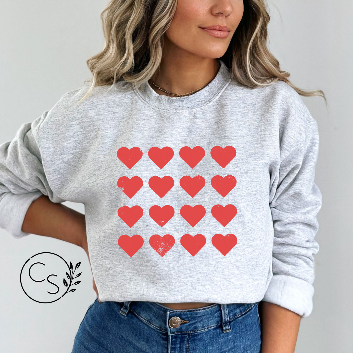 Red Heart Grid Crew (4 color options)